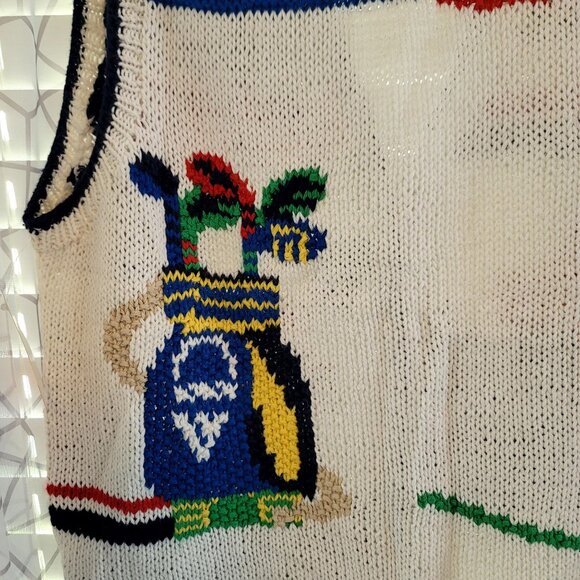 Heirloom Hand-Knit Golf Sweater Vest Medium Cardigan Retro Vintage Deadstock New - Picture 8 of 12